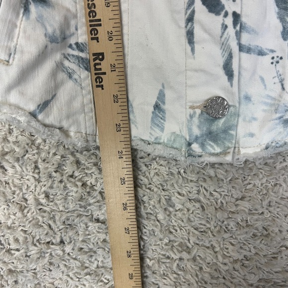 Soft Surroundings Denim Jacket Womens Small White Blue Floral Boho - Picture 2 of 8